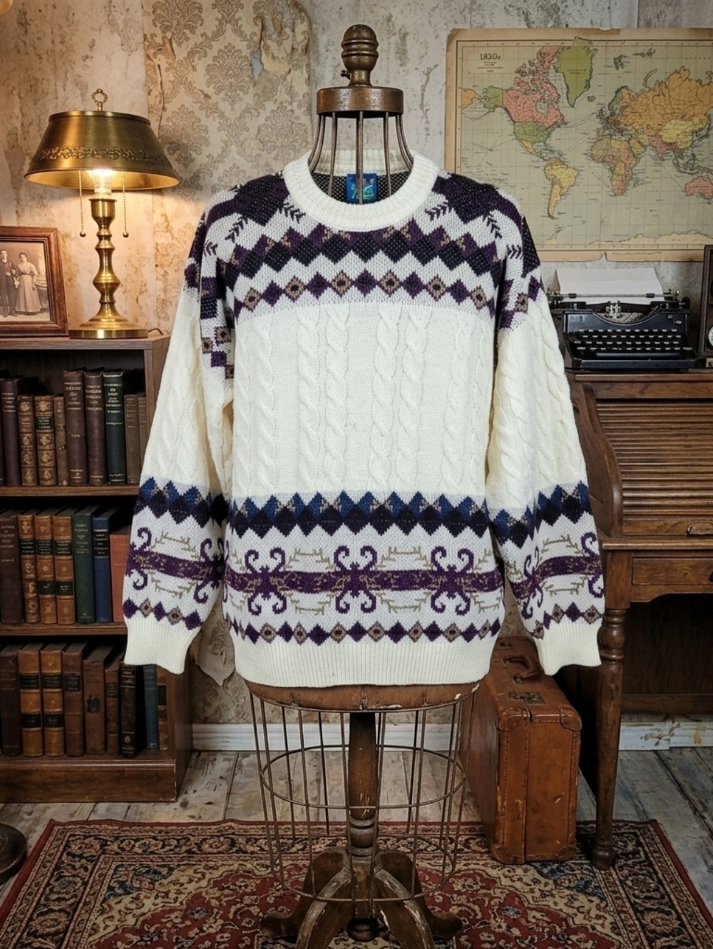 Vintage 90’s Fine Line Knit Sweater – Men’s Large – Made in Canada